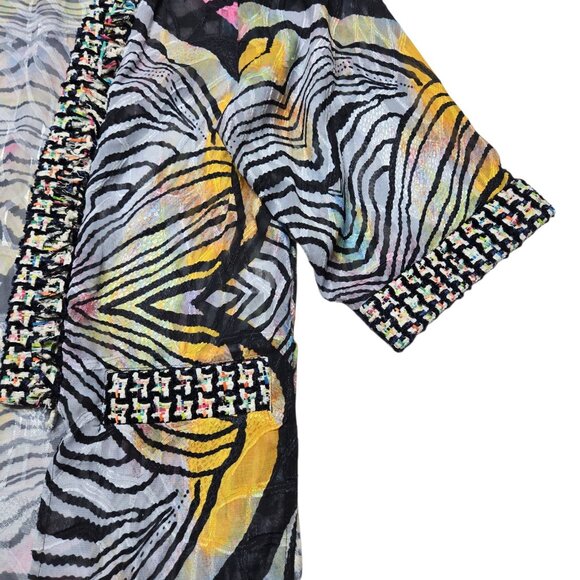 Alberto Makali Open Cardigan Womens XS Black Animal Print Sheer Boho 28 in Long - Picture 3 of 13